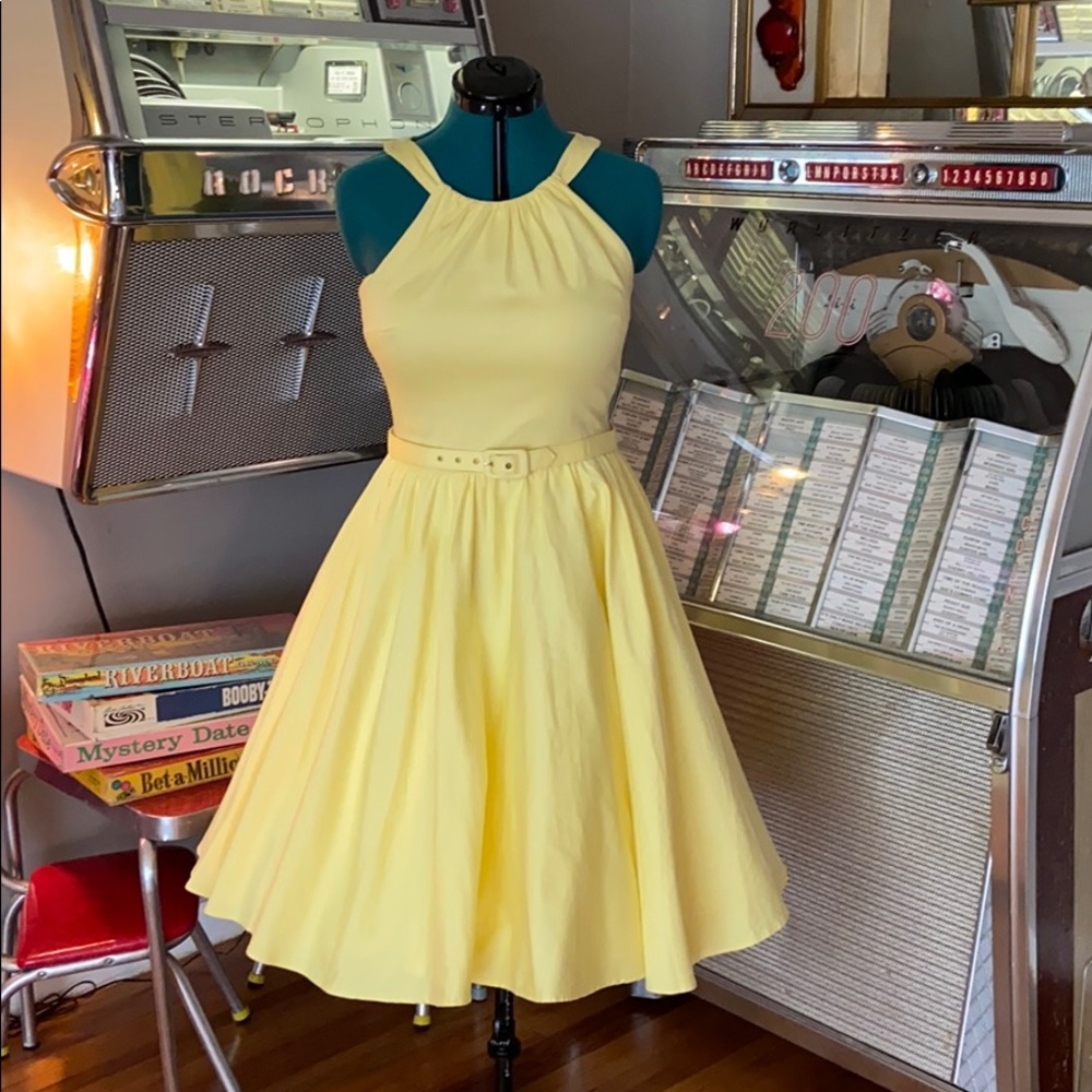 Pinup Couture yellow Harley dress, size Large